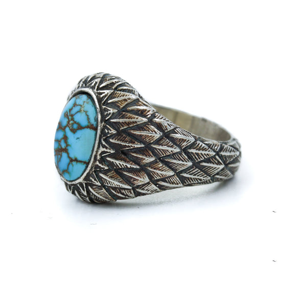 Silver Griffin Ring with Egyptian Turquoise - Kingdom Jewelry