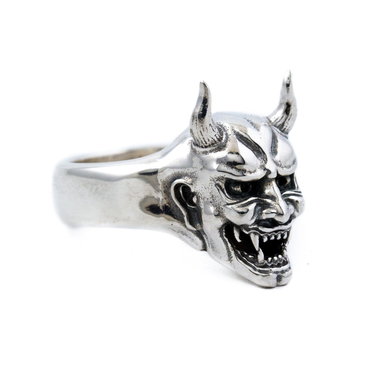 Silver Hannya Mask Ring - Kingdom Jewelry