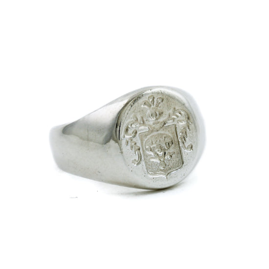 Silver Kinship Wax Seal Crest Signet Ring - Kingdom Jewelry