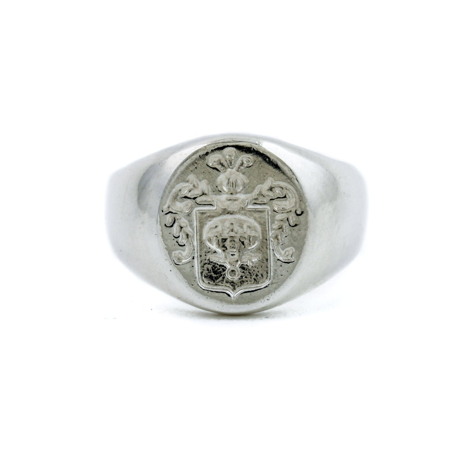 Silver Kinship Wax Seal Crest Signet Ring - Kingdom Jewelry