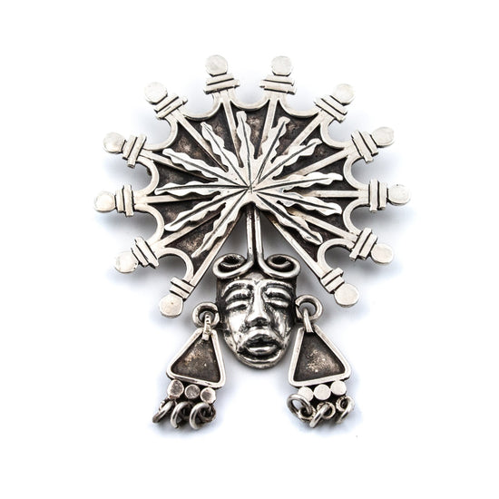 Silver Mayan Chief Brooch - Kingdom Jewelry