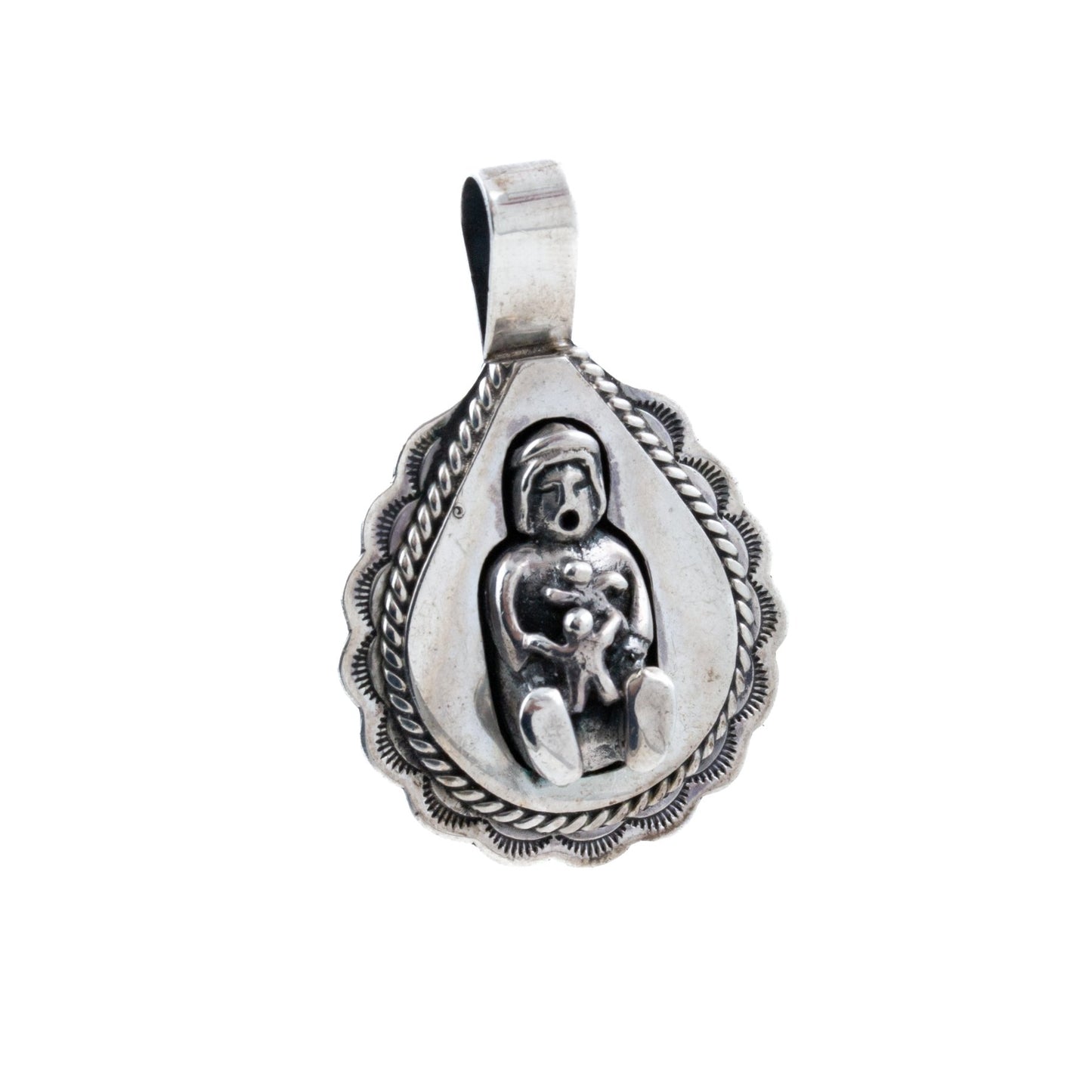 Load image into Gallery viewer, Silver Mother &amp;amp; Children Navajo Pendant - Kingdom Jewelry
