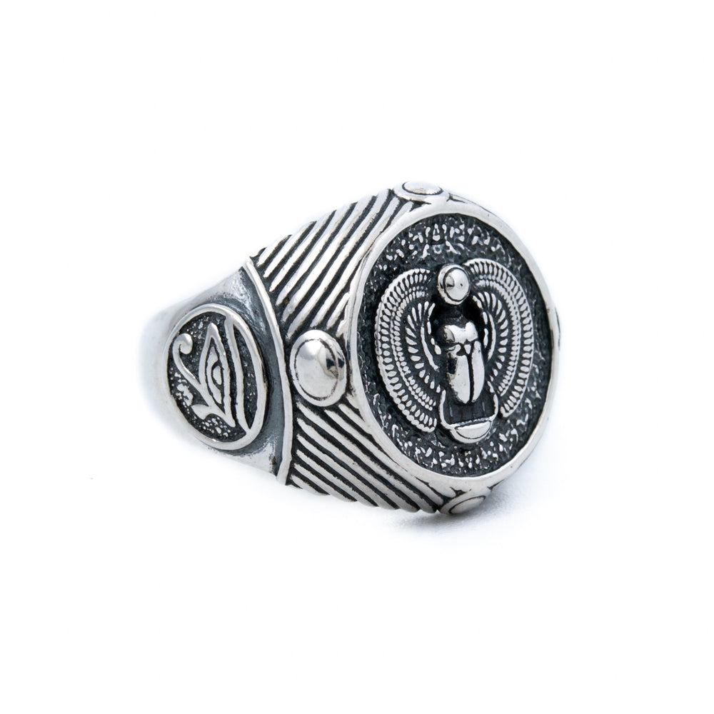 Silver Scarab Signet Ring - Kingdom Jewelry