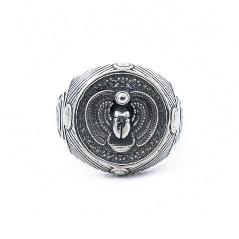 Silver Scarab Signet Ring - Kingdom Jewelry