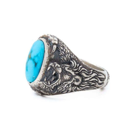 Silver Venatio Ring with Egyptian Turquoise - Kingdom Jewelry