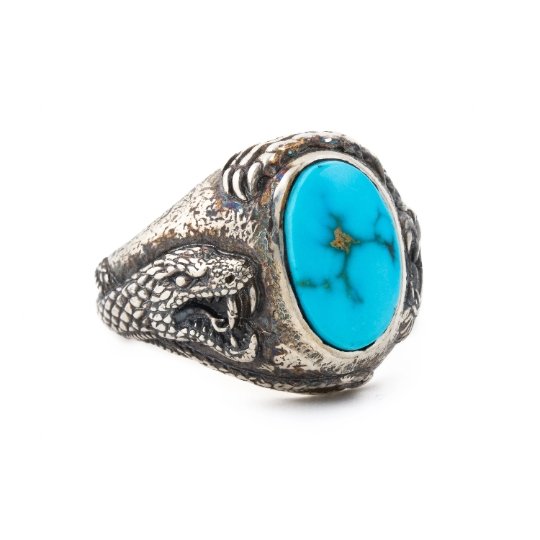 Silver Venatio Ring with Egyptian Turquoise - Kingdom Jewelry