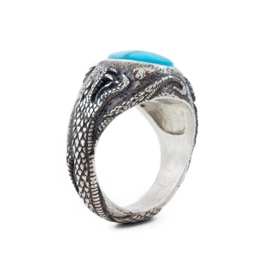 Silver Venatio Ring with Egyptian Turquoise - Kingdom Jewelry