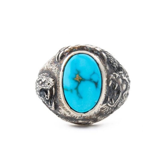 Silver Venatio Ring with Egyptian Turquoise - Kingdom Jewelry