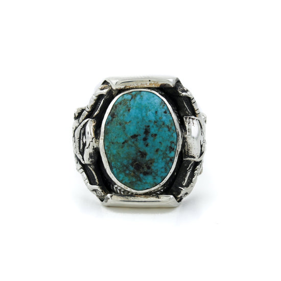 Load image into Gallery viewer, Silver Vintage Tibetan Turquoise Ring - Kingdom Jewelry
