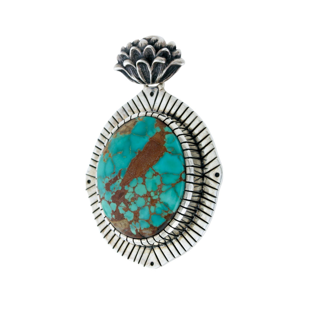 Silver x Japanese-Inspired "Mon" Emblem Pendant x Royston Turquoise - Kingdom Jewelry