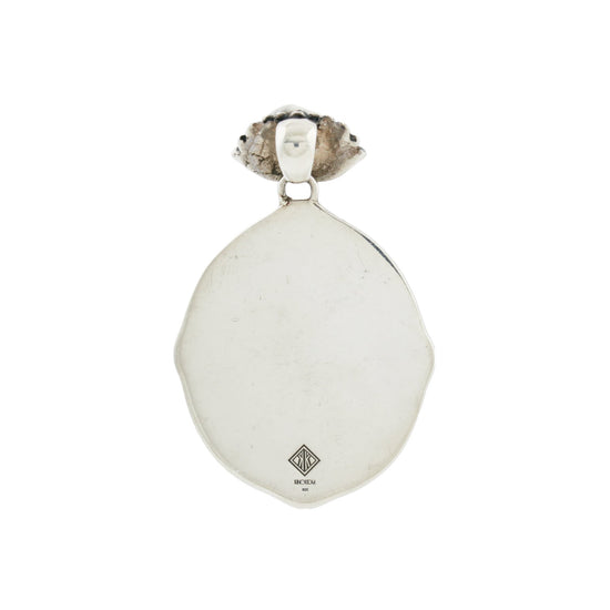 Silver x Japanese-Inspired "Mon" Emblem Pendant x Royston Turquoise - Kingdom Jewelry
