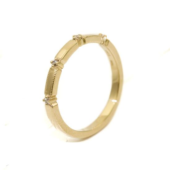 Simple Textured Gold and with Diamond Accent - Kingdom Jewelry