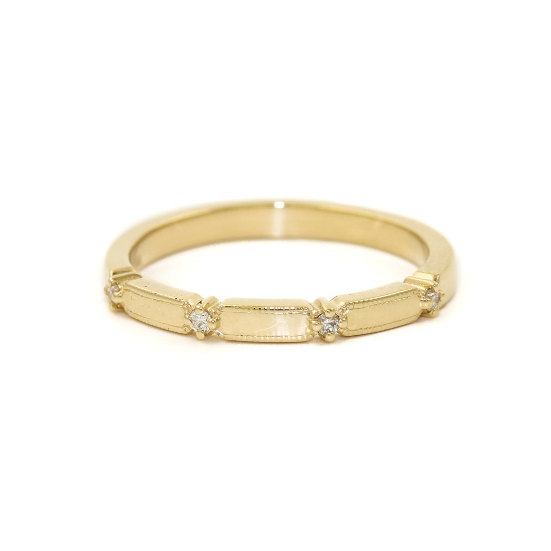 Simple Textured Gold and with Diamond Accent - Kingdom Jewelry