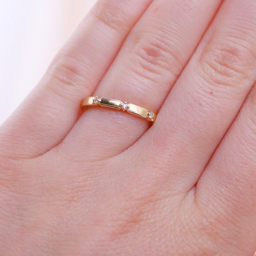 
                      
                        Simple Textured Gold Band with Diamond Accent - Kingdom Jewelry
                      
                    