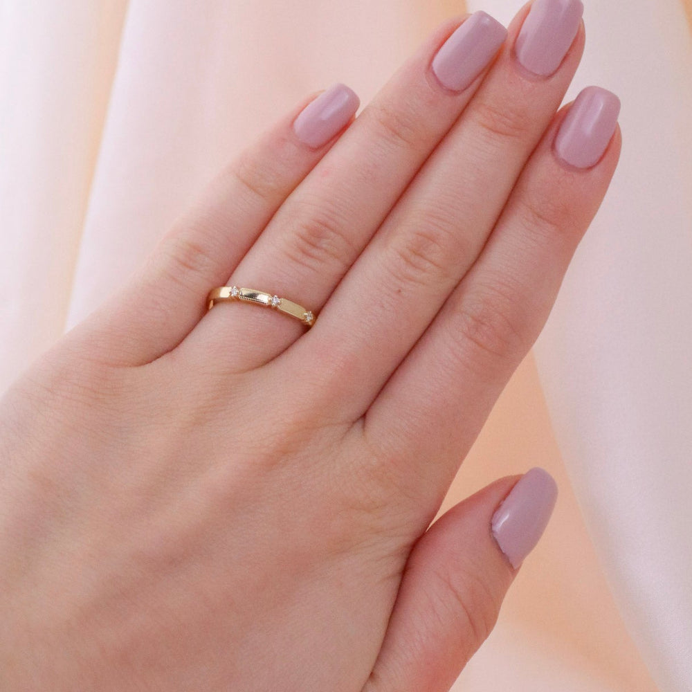 
                      
                        Simple Textured Gold Band with Diamond Accent - Kingdom Jewelry
                      
                    