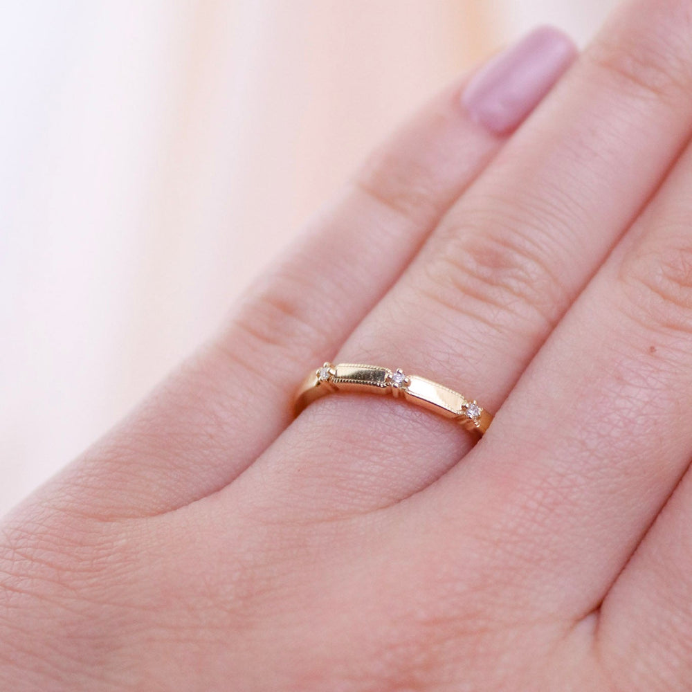 
                      
                        Simple Textured Gold Band with Diamond Accent - Kingdom Jewelry
                      
                    