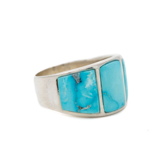 Sky Blue Inlay Turquoise Navajo Ring - Kingdom Jewelry