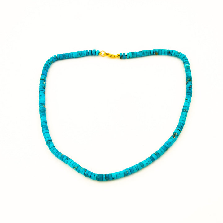 Sleeping Beauty Turquoise Heishi Necklace 2 - Kingdom Jewelry