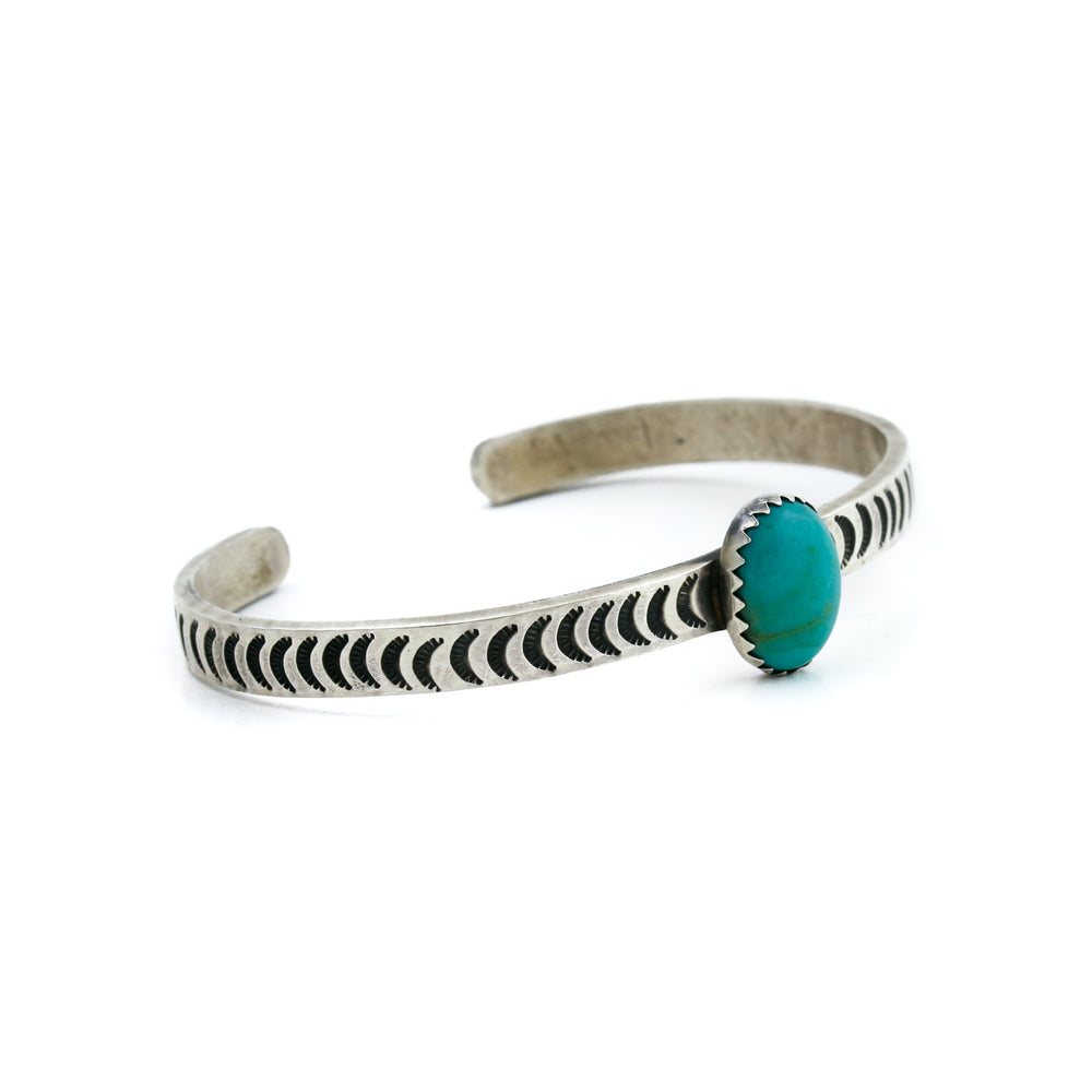 Slim "P. Livingston" Navajo Bangle Cuff x Blue Turquoise - Kingdom Jewelry