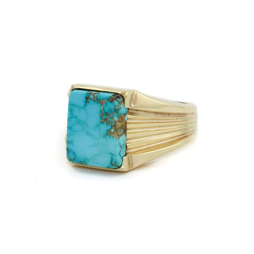 
                      
                        Solid 14k Gold x Neyshabur Turquoise Gentlemen's Signet - Kingdom Jewelry
                      
                    