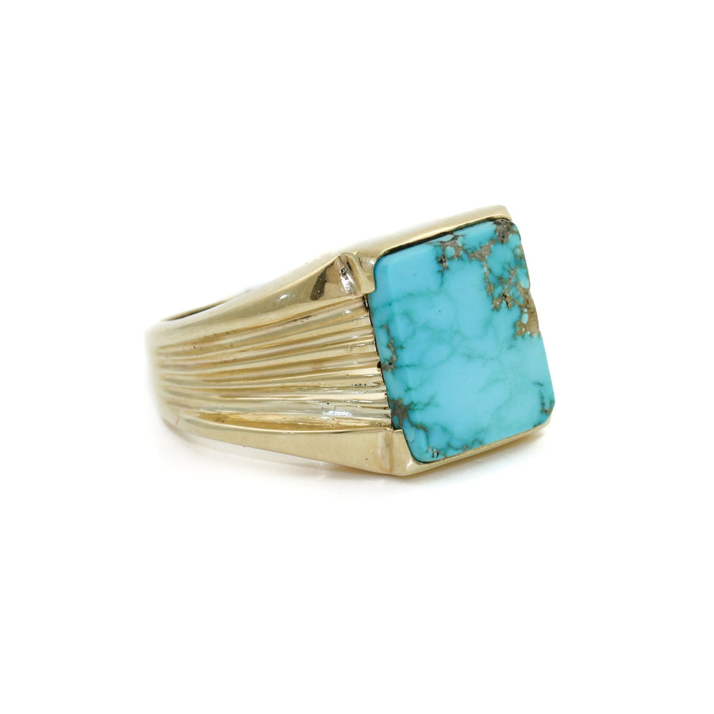 
                      
                        Solid 14k Gold x Neyshabur Turquoise Gentlemen's Signet - Kingdom Jewelry
                      
                    