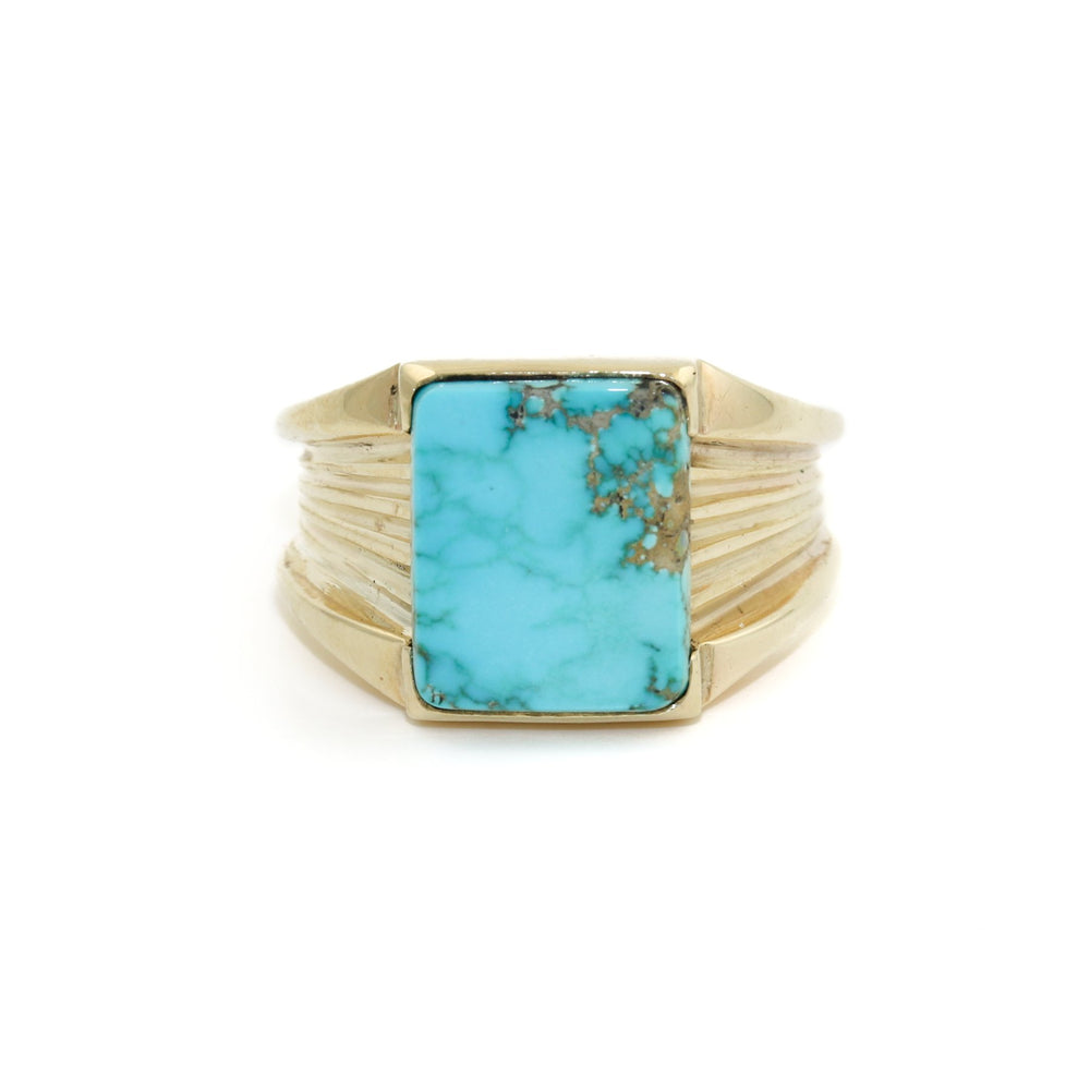 
                      
                        Solid 14k Gold x Neyshabur Turquoise Gentlemen's Signet - Kingdom Jewelry
                      
                    