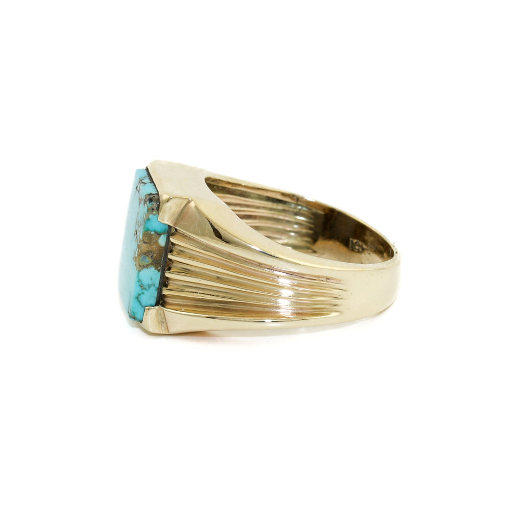 
                      
                        Solid 14k Gold x Neyshabur Turquoise Gentlemen's Signet - Kingdom Jewelry
                      
                    