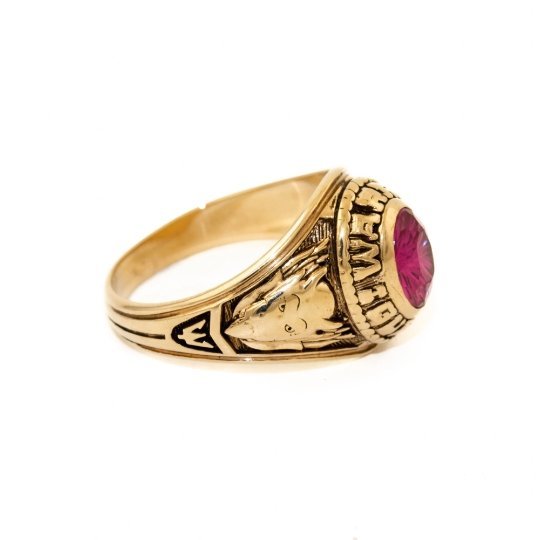 Solid Gold Synthetic Stone Class Ring - Kingdom Jewelry