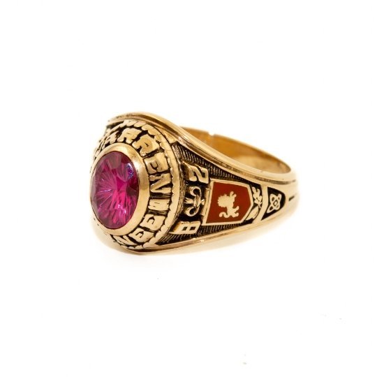 Solid Gold Synthetic Stone Class Ring - Kingdom Jewelry