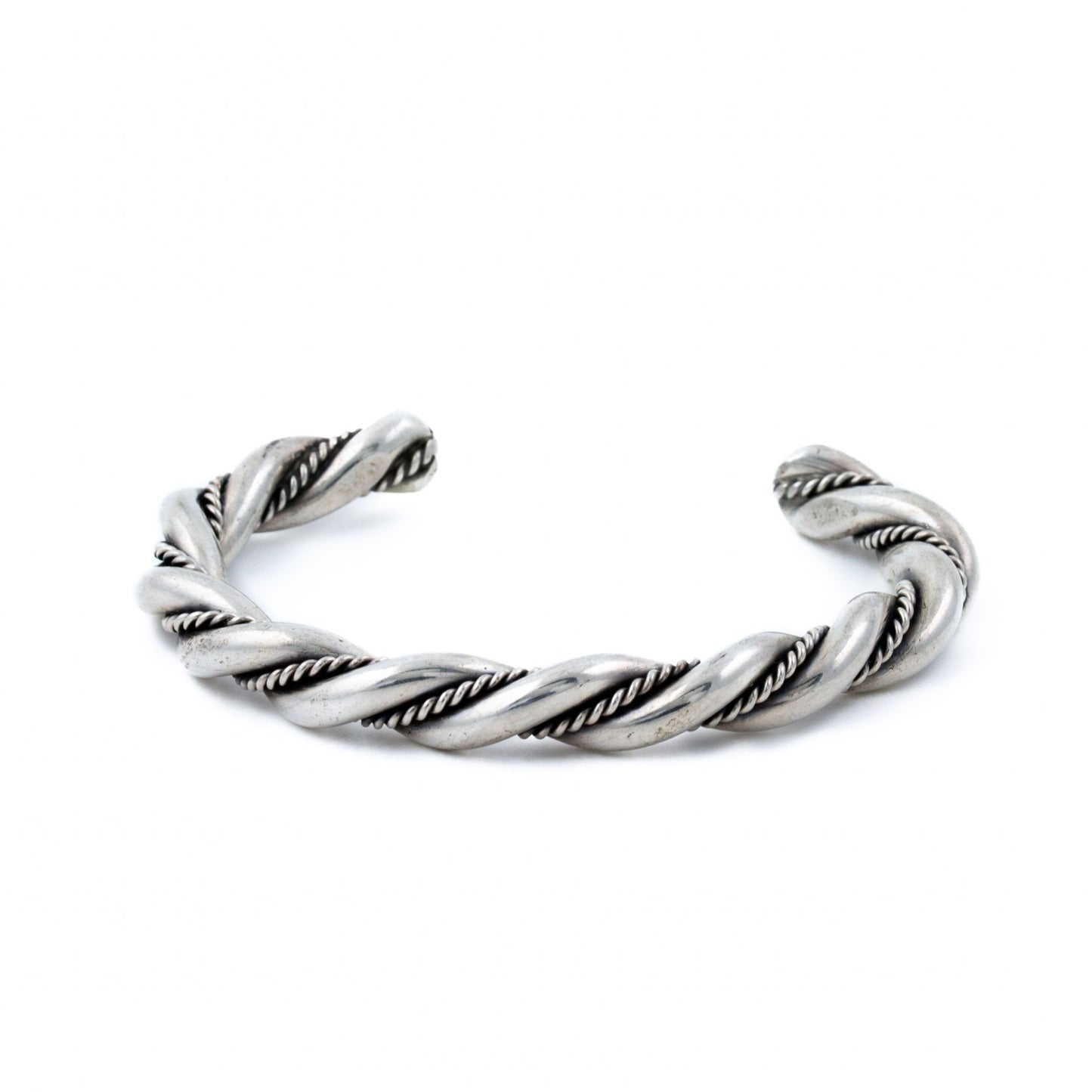 Solid Silver Twist Rope Navajo Cuff - Kingdom Jewelry