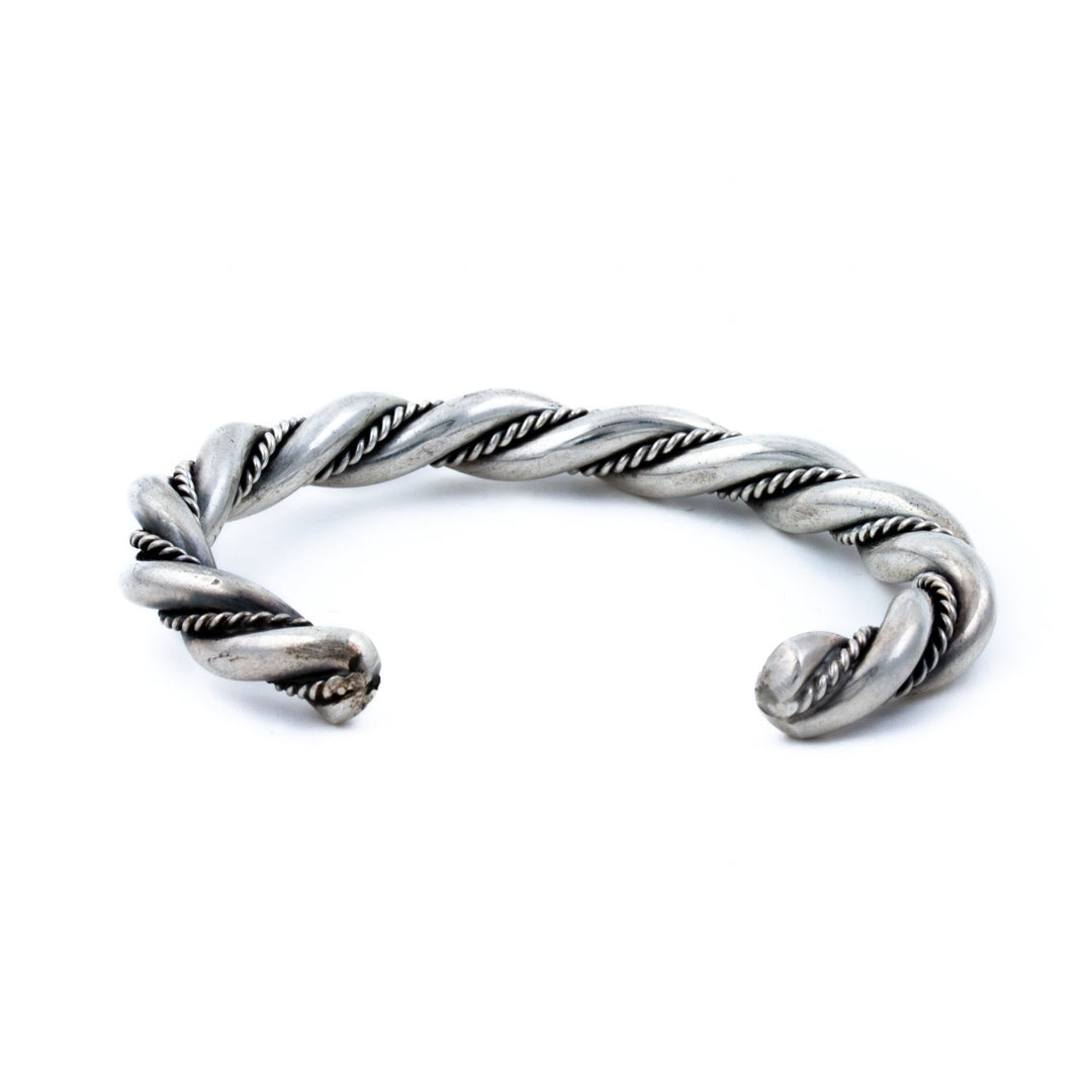 Solid Silver Twist Rope Navajo Cuff - Kingdom Jewelry