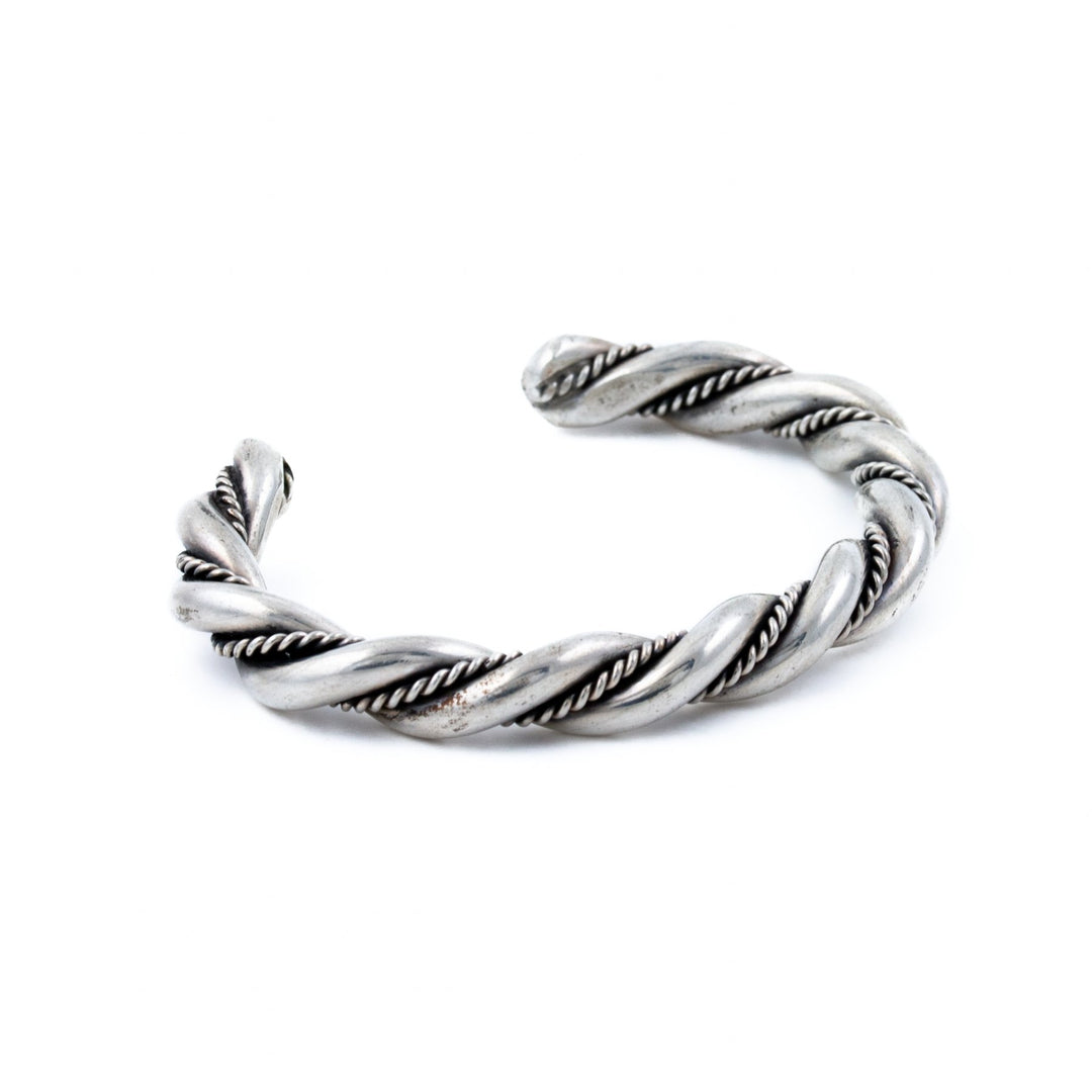 Solid Silver Twist Rope Navajo Cuff - Kingdom Jewelry