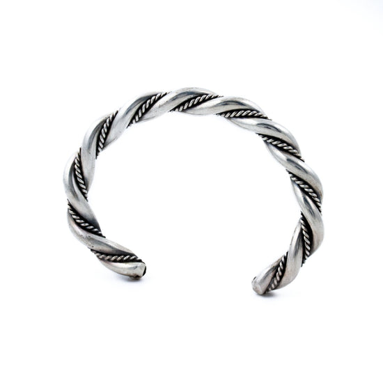 Solid Silver Twist Rope Navajo Cuff - Kingdom Jewelry