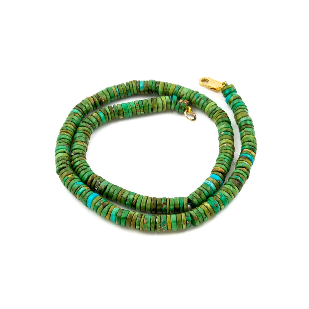 
                      
                        Sonoran Gold Green Turquoise Heishi Necklace - Kingdom Jewelry
                      
                    