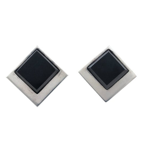 Square Black Onyx Mexican Earrings - Kingdom Jewelry