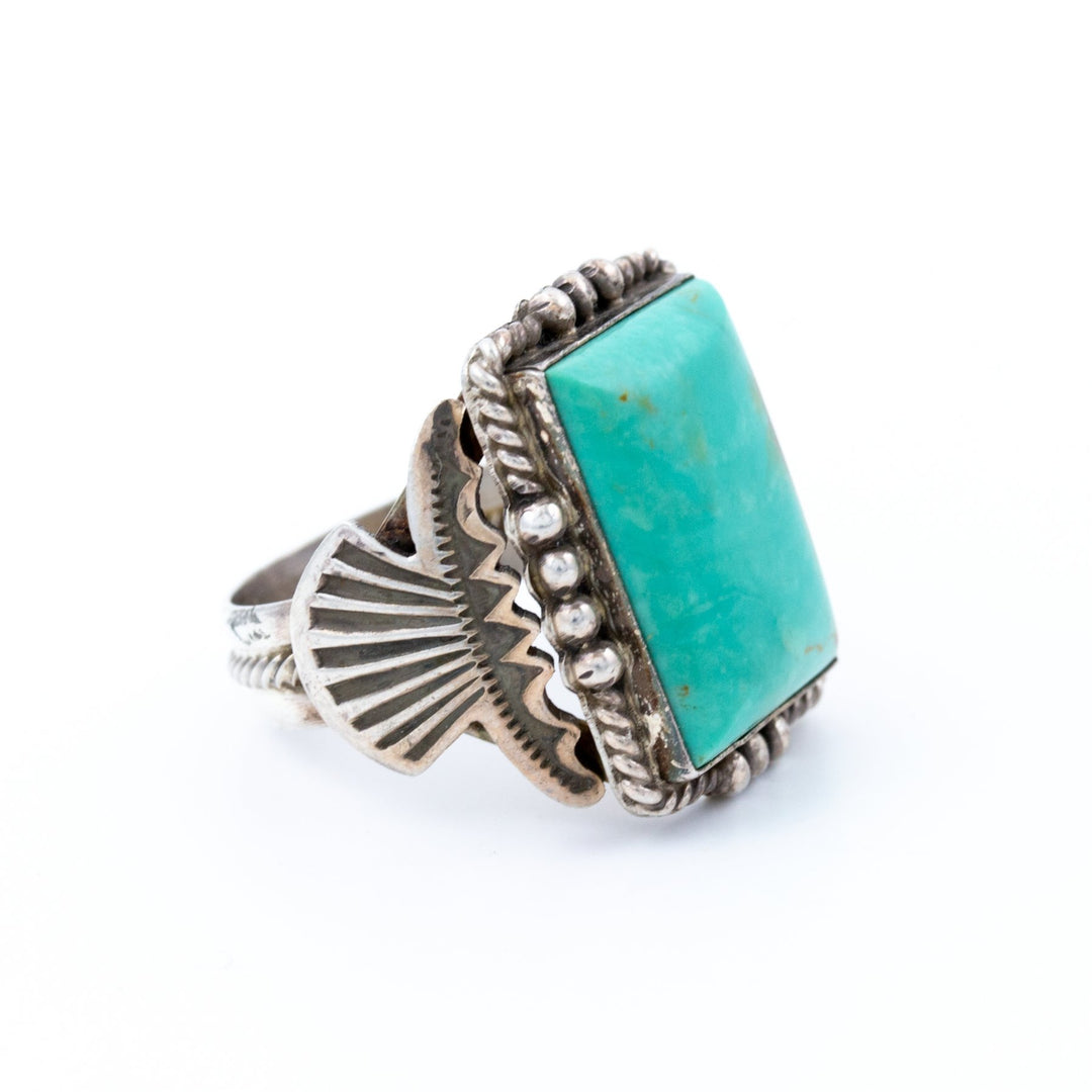 Square-Cut Baby Blue Turquoise Ring - Kingdom Jewelry