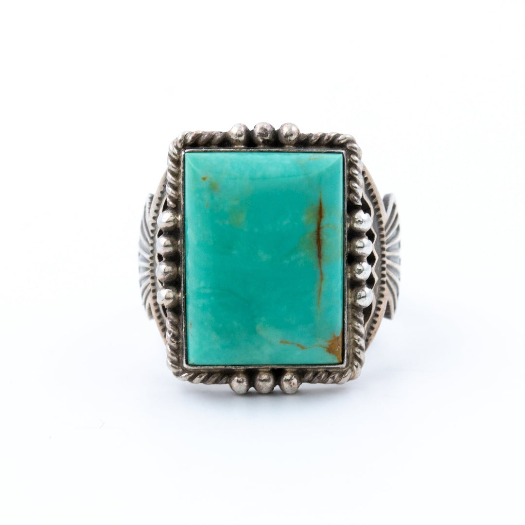 Square-Cut Baby Blue Turquoise Ring - Kingdom Jewelry