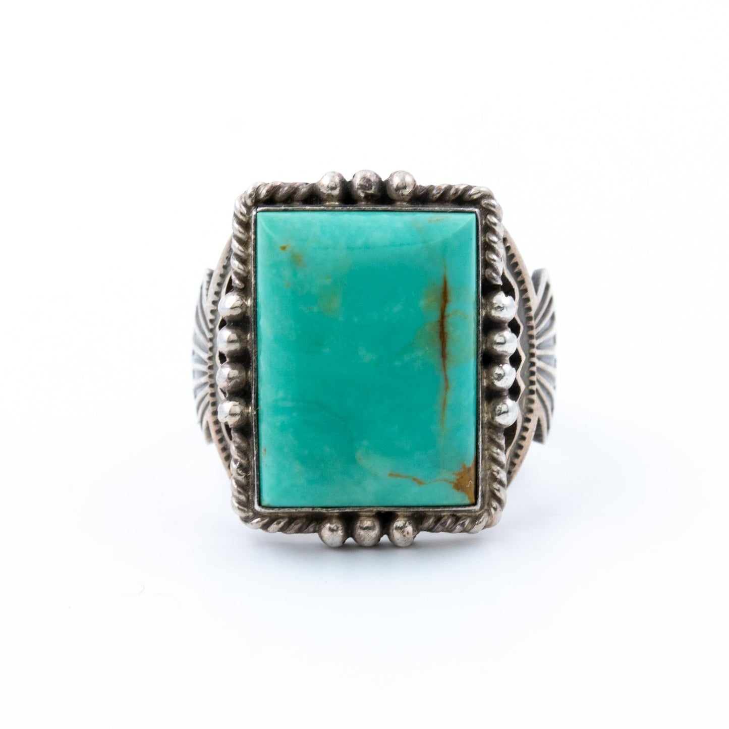Square-Cut Baby Blue Turquoise Ring - Kingdom Jewelry