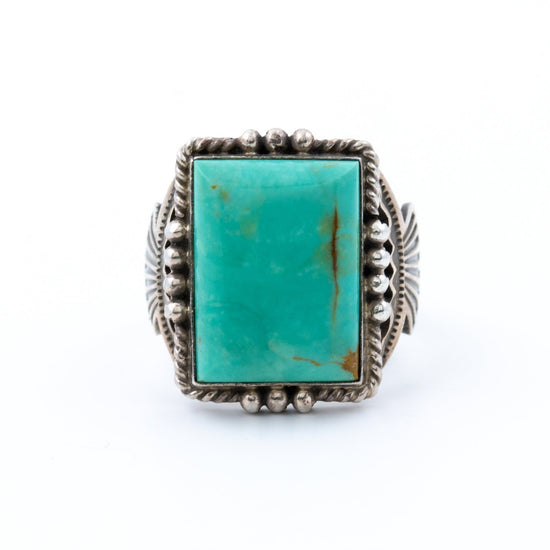 Square-Cut Baby Blue Turquoise Ring - Kingdom Jewelry