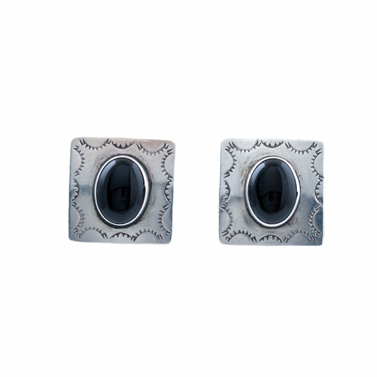 Square Silver Onyx Earring - Kingdom Jewelry