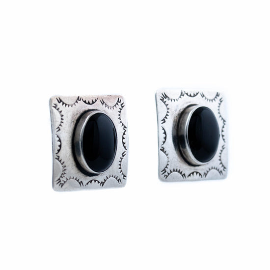 Square Silver Onyx Earring - Kingdom Jewelry
