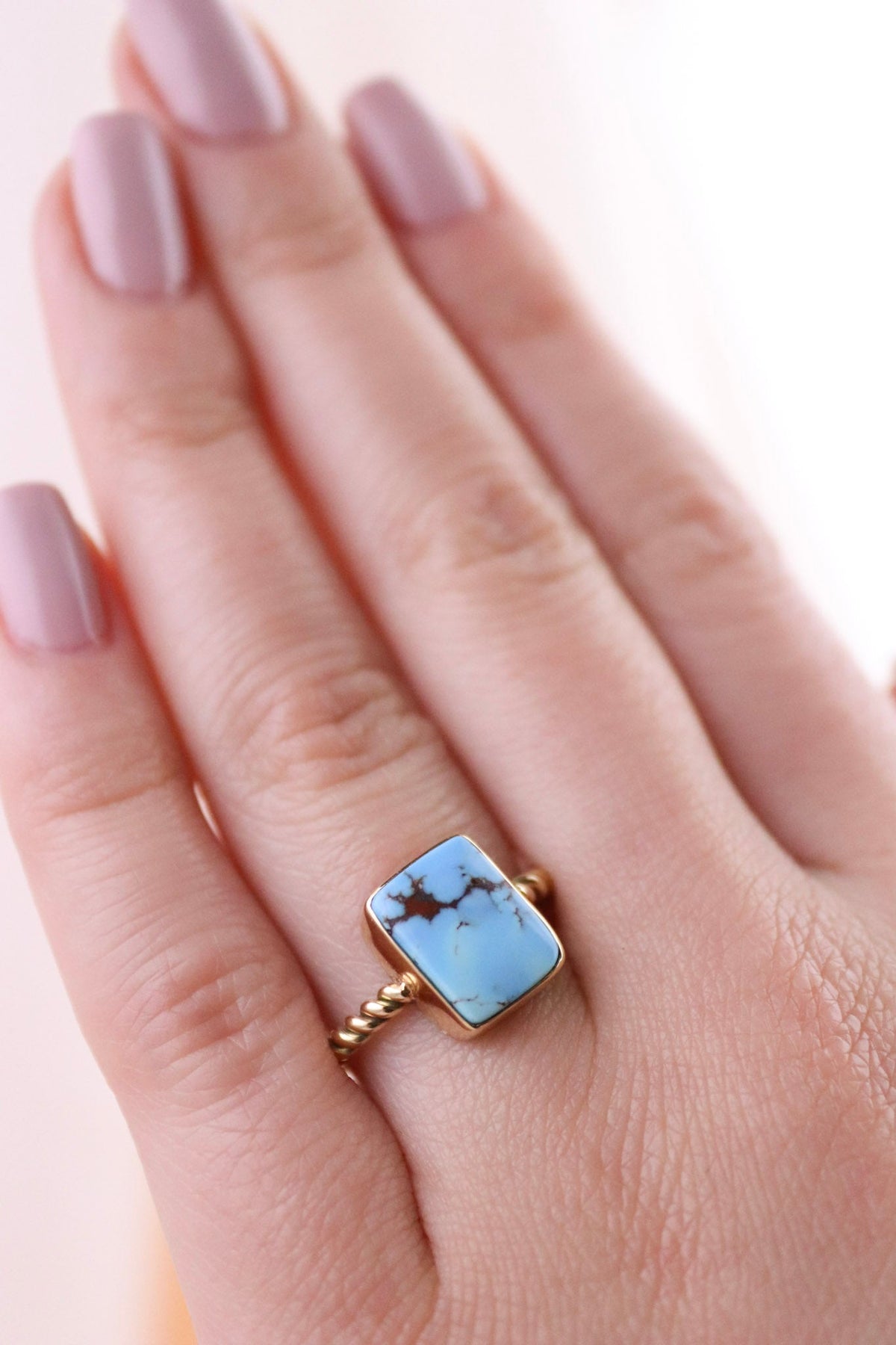 Square Turquoise Rope Ring - Kingdom Jewelry