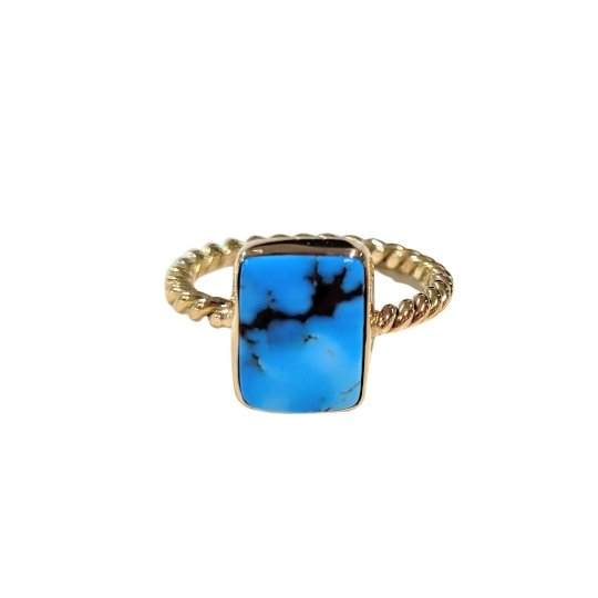 Square Turquoise Rope Ring - Kingdom Jewelry