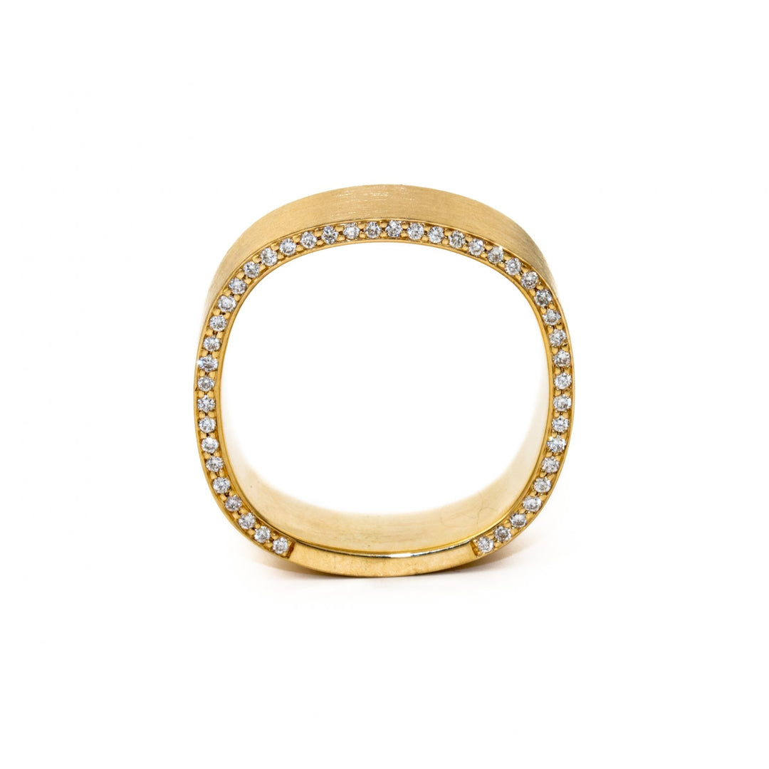 Squared 14 K Matte Gold x Diamond Band - Kingdom Jewelry