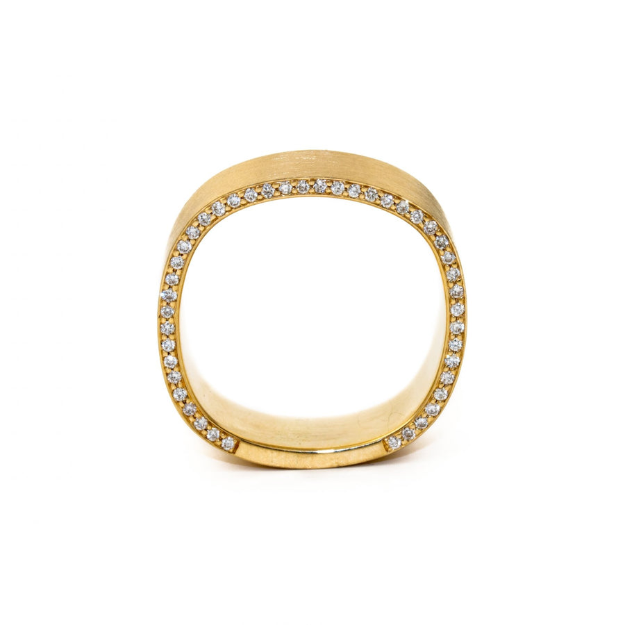 Squared 14 K Matte Gold x Diamond Band - Kingdom Jewelry