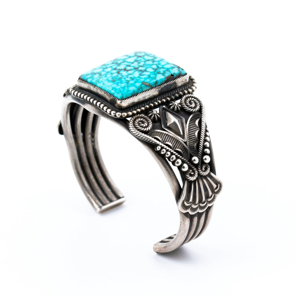 
                      
                        Squared Webby Kingman Turquoise Cuff - Kingdom Jewelry
                      
                    