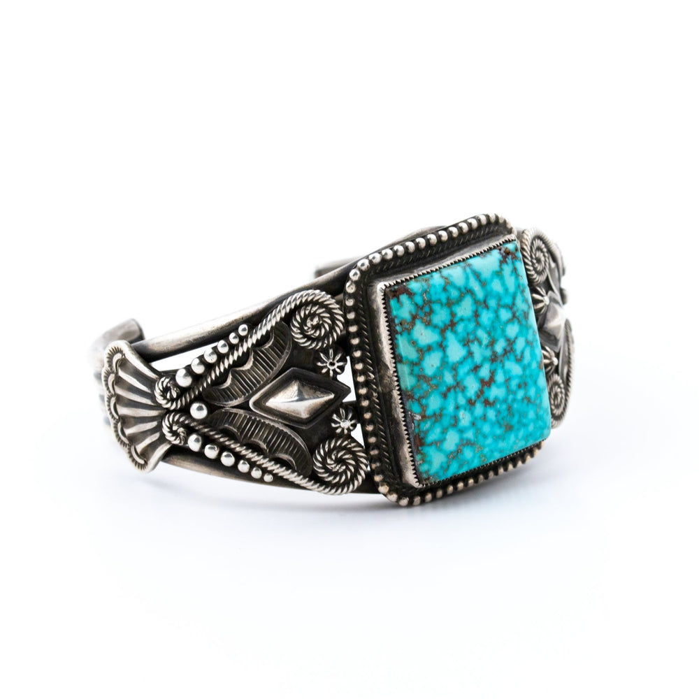 
                      
                        Squared Webby Kingman Turquoise Cuff - Kingdom Jewelry
                      
                    