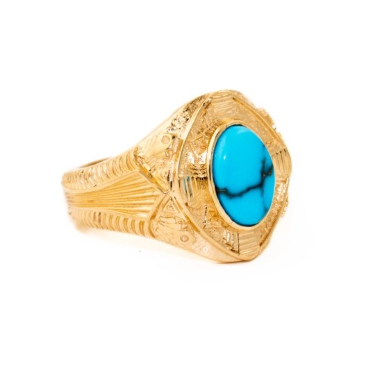 St. Augustine Ring in14 KT Gold x Egyptian Turquoise - Kingdom Jewelry