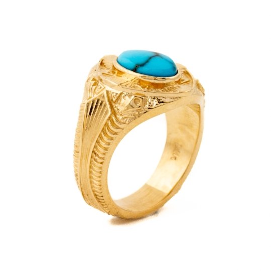 Load image into Gallery viewer, St. Augustine Ring in14 KT Gold x Egyptian Turquoise - Kingdom Jewelry
