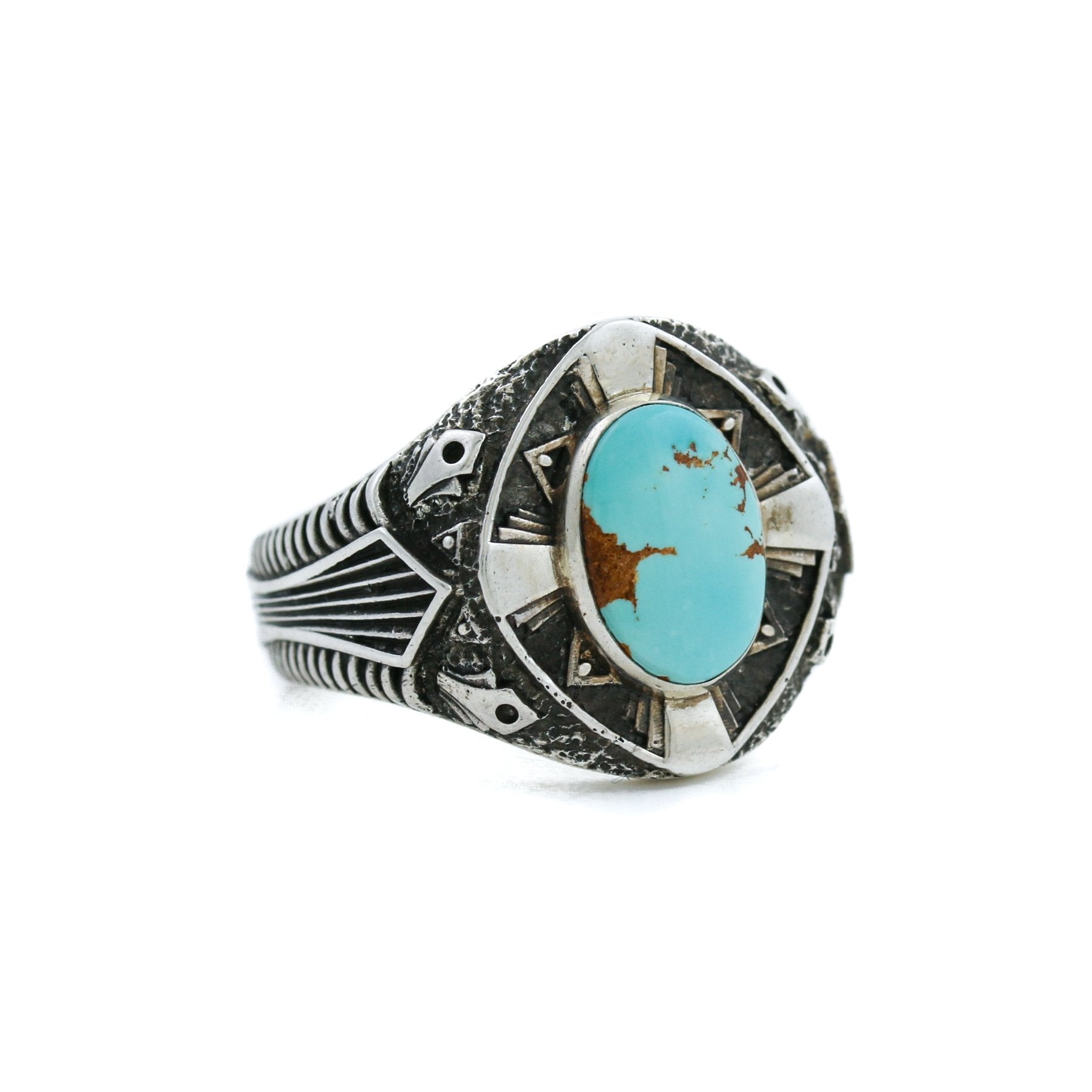 Sleek Modern Oval Blue Turquoise Ring top by Kingdom